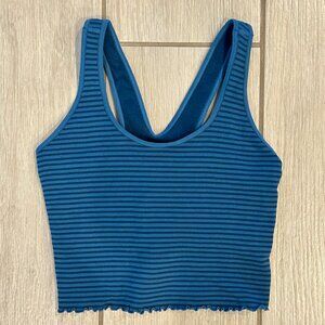 Spiritual Gangster Amor Blue Stripe Crop Tank Top